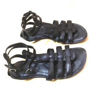 Black, leather gladiator sandals